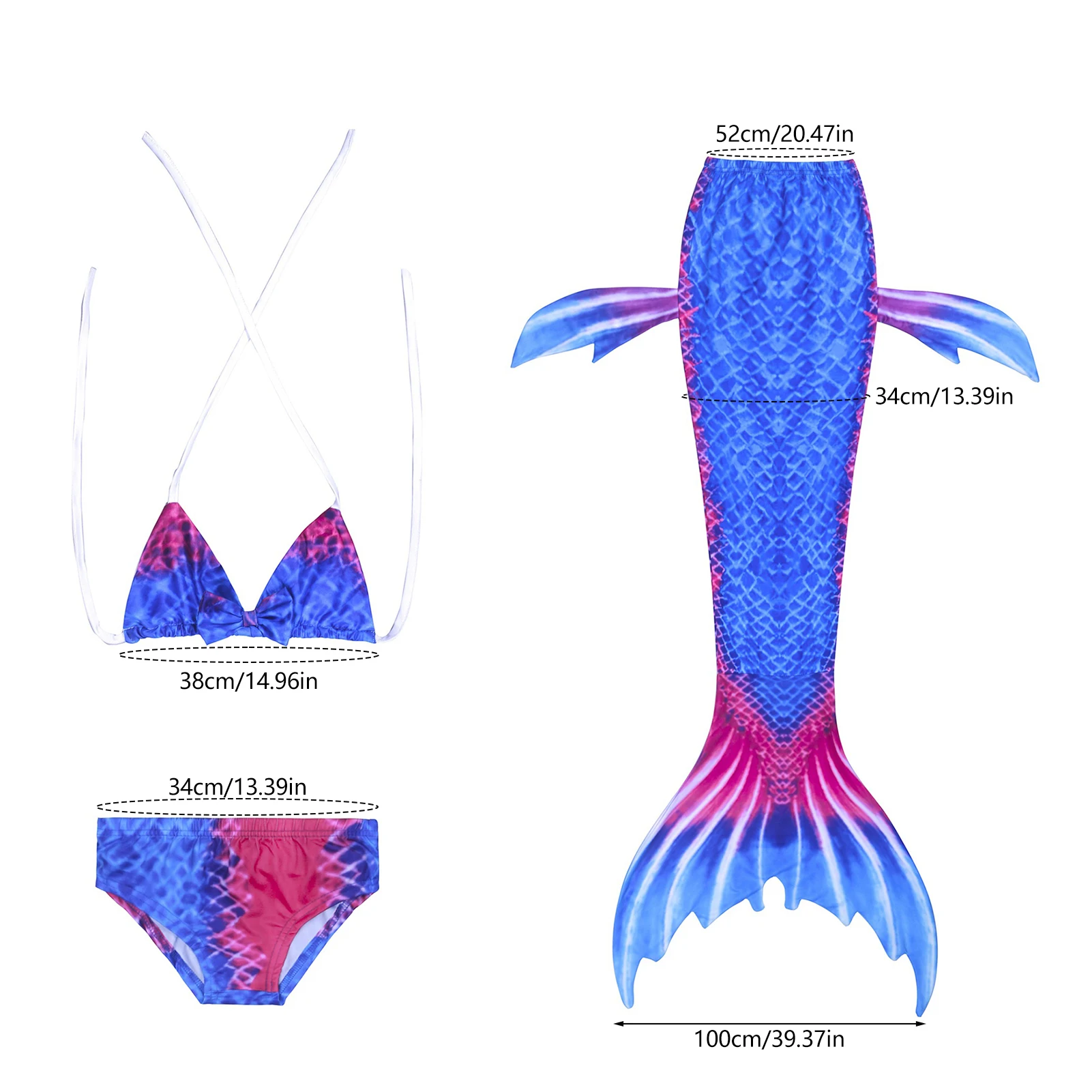Letné Dievča Plavky Morská Víla Vzor Bikini Set Roztomilé Princezná Plavky Plavky Kostým Pre Plážové Kúpalisko Obrázok 4