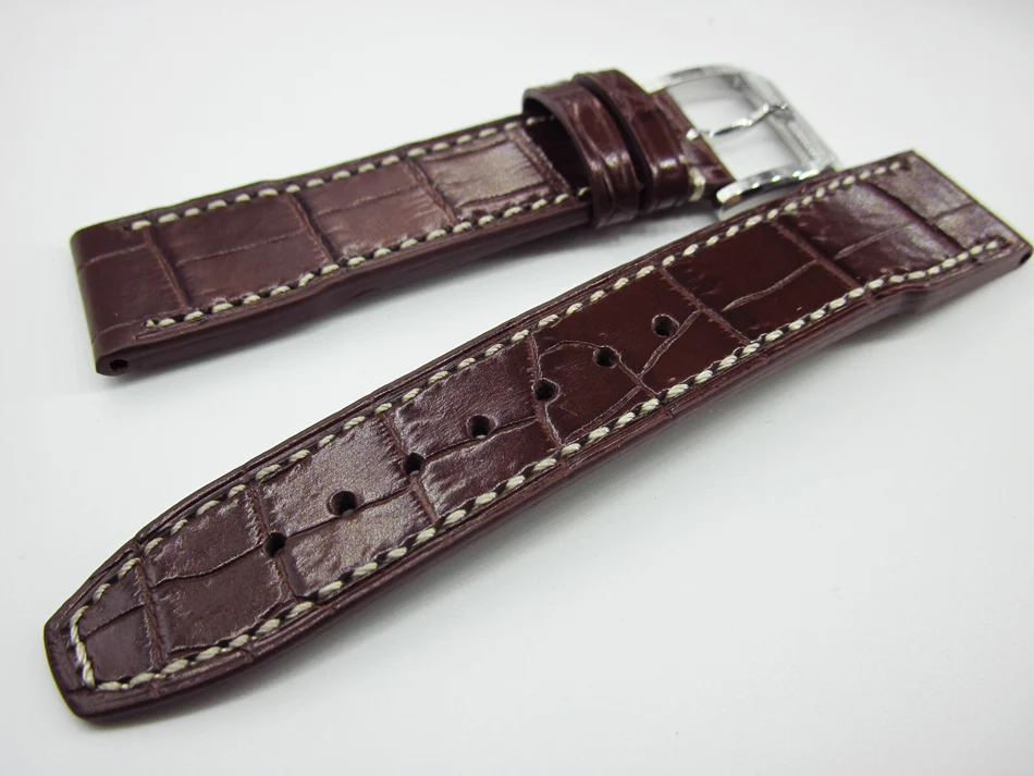 Nové Upscale Alligator kožený remienok vysoko kvalitné hodinky pás Handmade náramok Teľacina watchbands pin pracka, kožené pútko 20 mm Obrázok 2