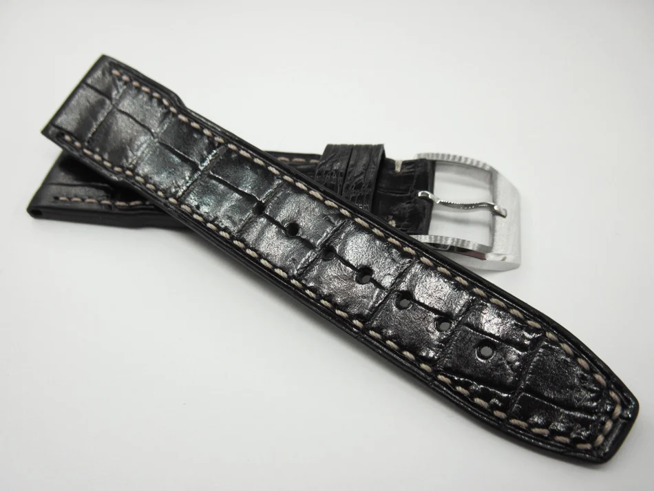 Nové Upscale Alligator kožený remienok vysoko kvalitné hodinky pás Handmade náramok Teľacina watchbands pin pracka, kožené pútko 20 mm Obrázok 3