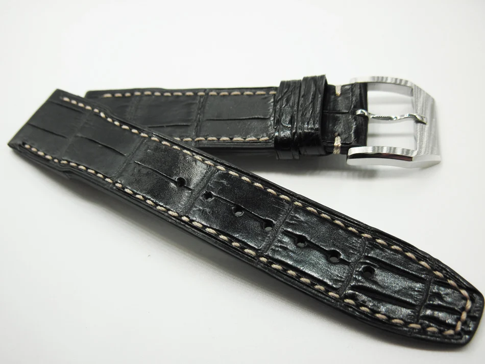 Nové Upscale Alligator kožený remienok vysoko kvalitné hodinky pás Handmade náramok Teľacina watchbands pin pracka, kožené pútko 20 mm Obrázok 4