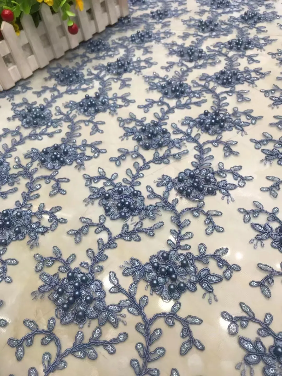 Nádherný 3D kvet korálkové auto kosti, výšivky, čipky oka textílie DIY ušľachtilý večerné šaty módne textílie dekorácie X1049 Obrázok 4