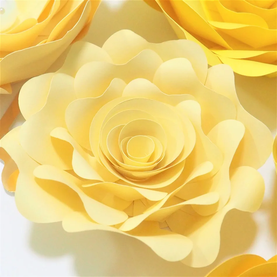 Ručné Žlté Ruže DIY Papierové Kvety, Listy, Nastavený Pre Dieťa Sprchy Pozadia Dekorácie Škôlky Stenu Deco Video Tutoriály Obrázok 3
