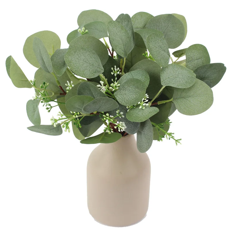 Simulácia rastliny Eukalyptu Leaf Umelé Kvety Kôš Váza pre Domova Svadobné Party Dekorácie flores artificiales Obrázok 1
