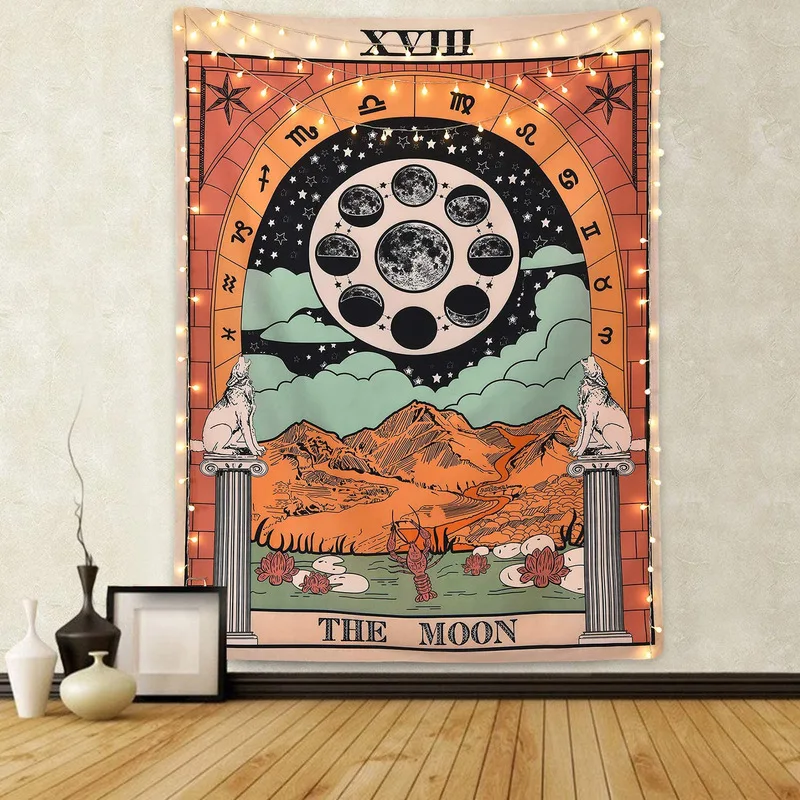 Tarot Karty Typu Gobelín Mandala Sun Moon Stene Visí Tapisérie 95x73CM Astrológia, Veštenie Čiar Izba Dekor Obrázok 3