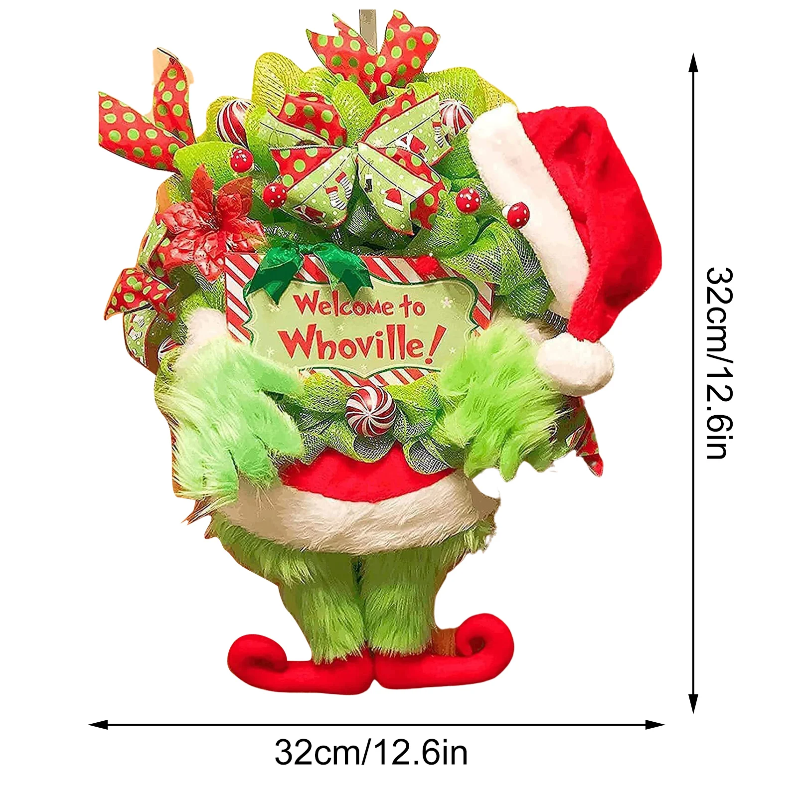 Vianočné Plyšové Garland Plyšové Veniec, Vianočné Ozdoby Bowknot Veniec S Elf Nohy Pre Predné Dvere Vianočný Stromček Stenu Dovolenku Obrázok 5