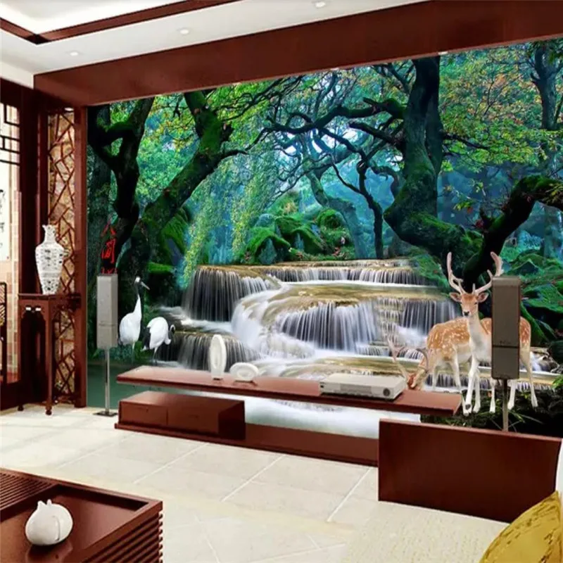Vlastné 3d tapety HD fantasy lesa vodopád sveta divov pozadí nástenné maľby Obrázok 3
