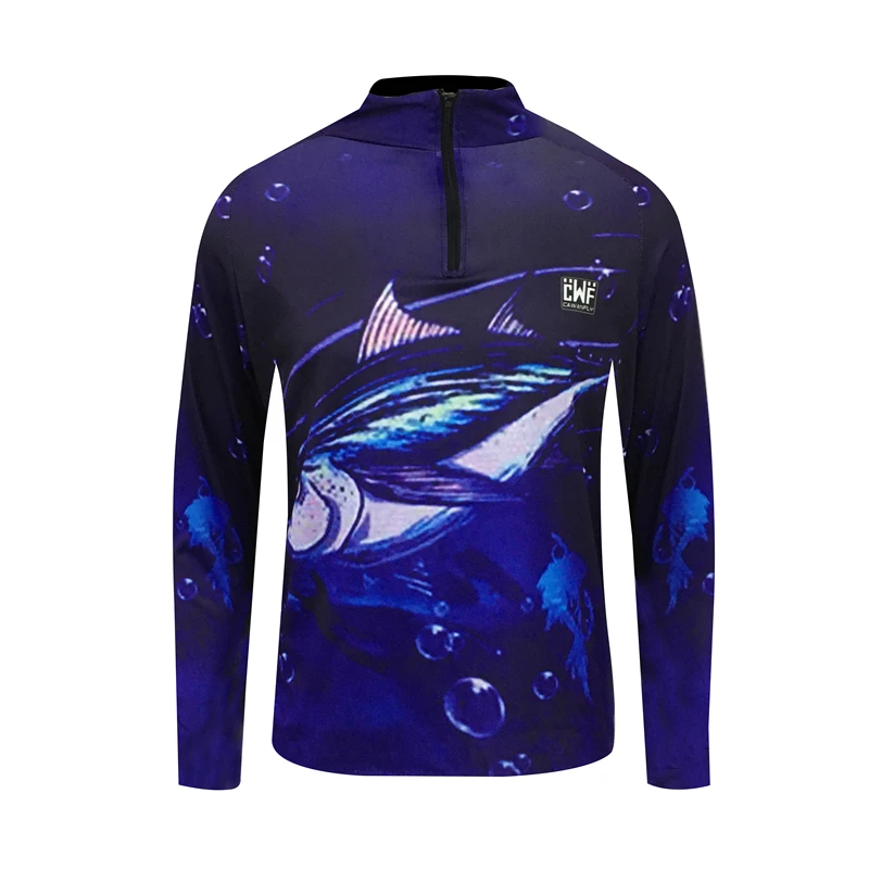 Vlastný Dizajn s Dlhým Rukávom Rýchle Suché Turnaj Sublimačná Obyčajný Rybárske tričká Jersey UV Rybárske Tričká Obrázok 2