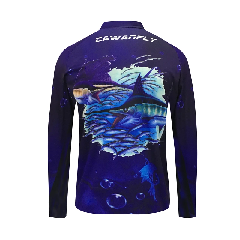 Vlastný Dizajn s Dlhým Rukávom Rýchle Suché Turnaj Sublimačná Obyčajný Rybárske tričká Jersey UV Rybárske Tričká Obrázok 3