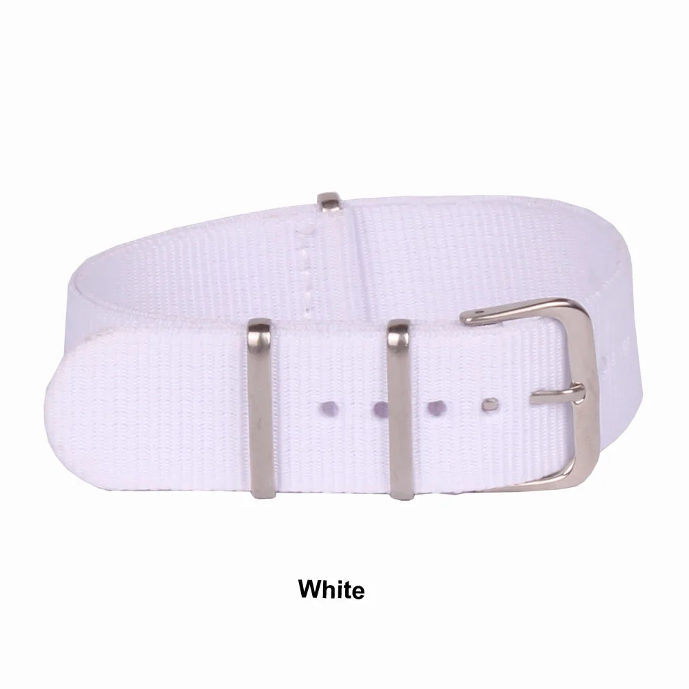 Zbrusu Nový 22 mm Watchbands Muž Ženy Biele Vlákna nylonovej Sledovať Popruhy Náramkové hodinky Pásma Pracky 22 mm na hodinky Obrázok 1