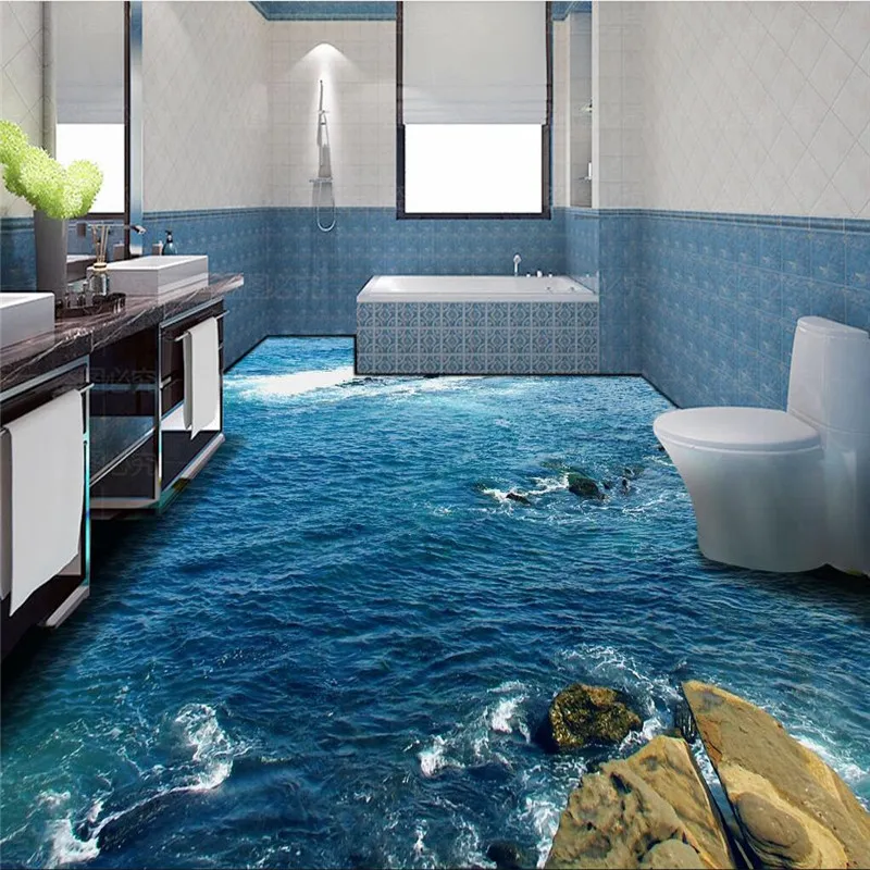 beibehang maľovanie HD modré more útes scenérie Nepremokavé Kúpeľňa kuchyňa balkón PVC, Steny papier Samostatne stenu, nálepky Poschodí nástenná maľba Obrázok 3