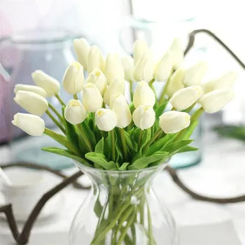 20 Ks/Veľa Umelá Kvetina Tulipán PU Artificia Kvetinové Kytice Skutočný Dotyk Kvety Domov Svadobný Stôl Dekoratívne Kvety 1