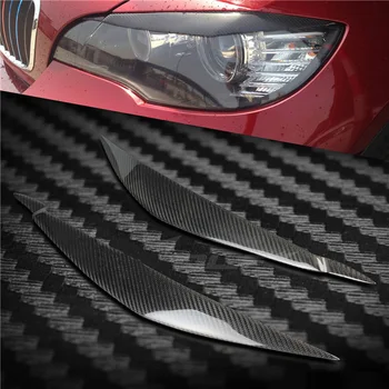 Carbon Fiber Svetlometov Kryt Obočie, očné Viečka Výbava Nálepka Pre BMW X6, E71, 2