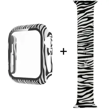 Nastaviť Zebra Silikónový Pásik Pre Apple Hodinky Série 8 7 6 5 4 3 2 1 + Sklo Film PC Prípade 38mm 42mm 40 mm 41mm 41mm 45mm Krytie 2